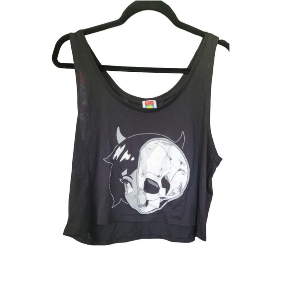 OMOCAT Tops - OMOCAT Skull Girl Black White Tank Top Size S RARE FIND